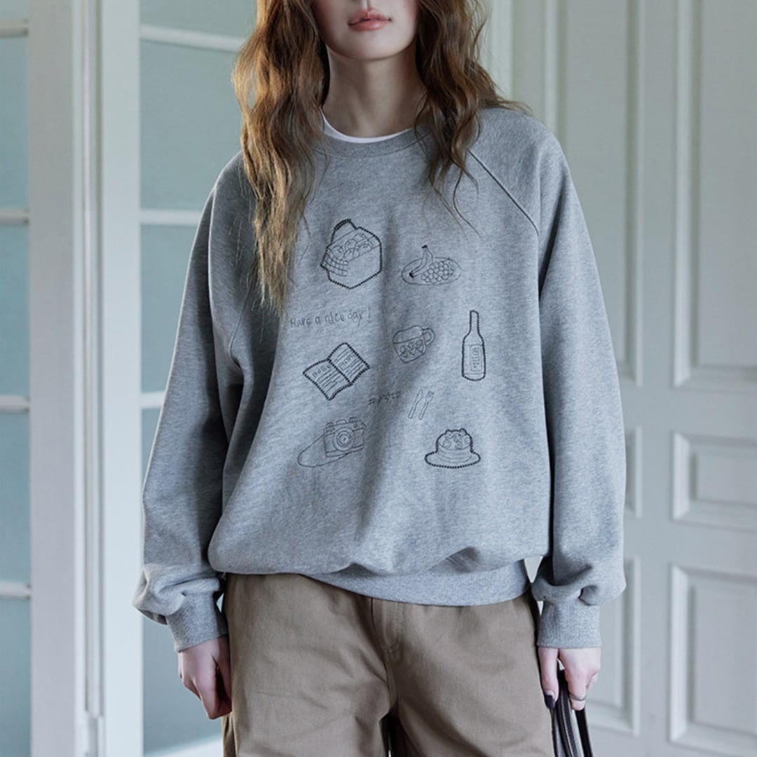 embroidered illustration sweatshirt