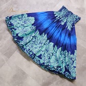 フラダンス 衣装 Miu Mint Aloha ミウミントアロハ パウスカート ブルー系 ハイビスカス柄 青 緑 グラデーション かわいい フリル 練習 レッスン シングル フラ ダンス ハワイアン アロハ ダンス衣装 イベント ステージ 華やか グリーン系