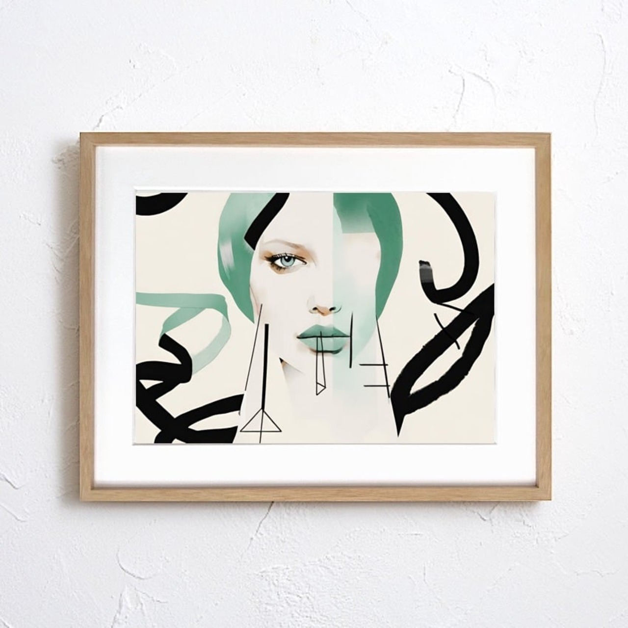 Dazzling｜女性肖像をくすみカラーで描くアブストラクトアートポスター｜モダン・北欧・ホテルライクに映える上品な壁掛けインテリアA2ポスター