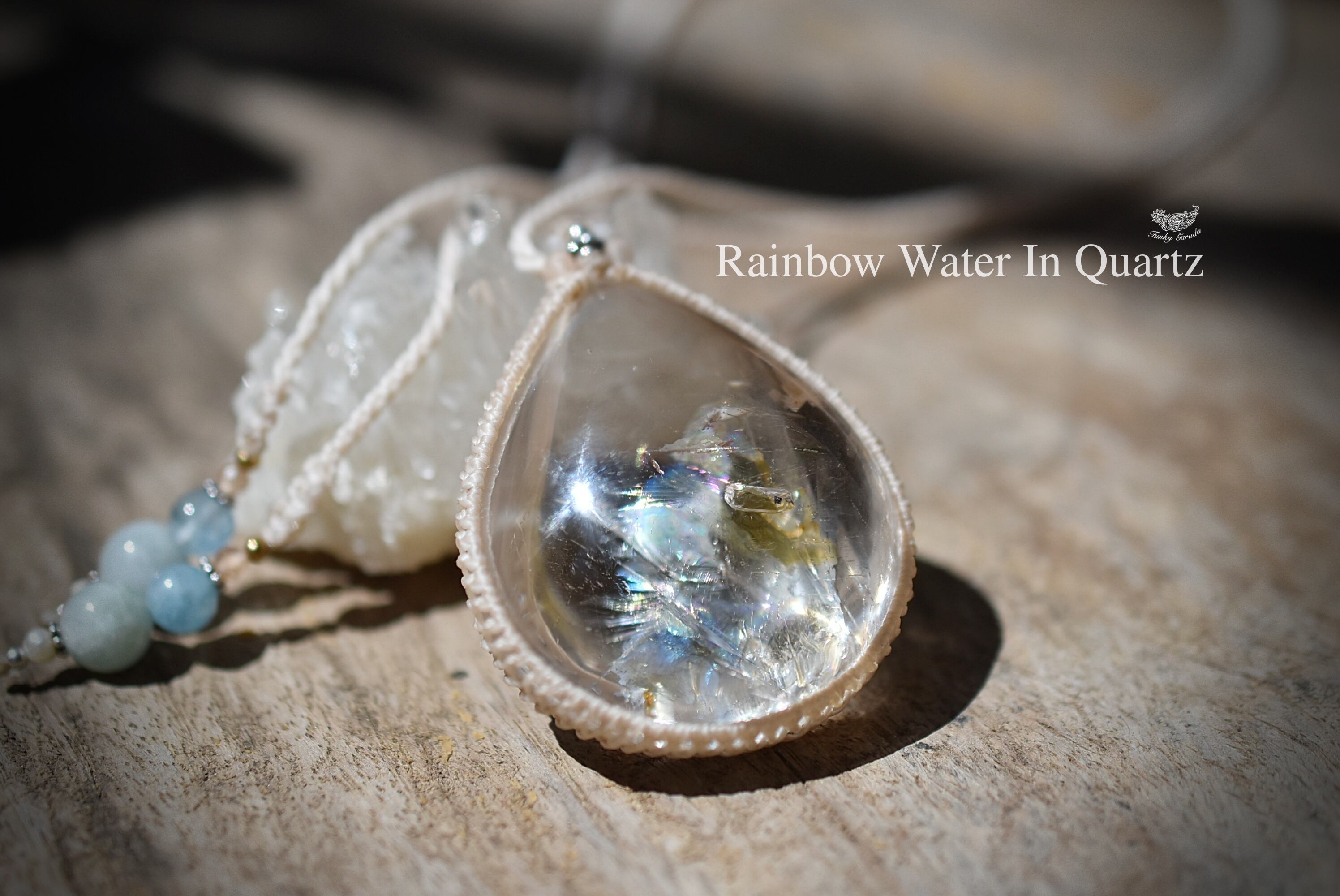 特大★古代の水入り★虹大橋★水晶 マクラメネックレス968