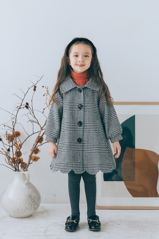 【90~110size】ヘムスカラップコート〈Black check〉