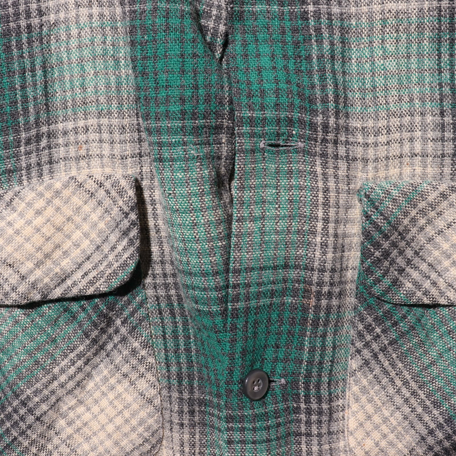 L 50s Arrow 米国製 ウールレーヨン オンブレシャツ アロー チェック  