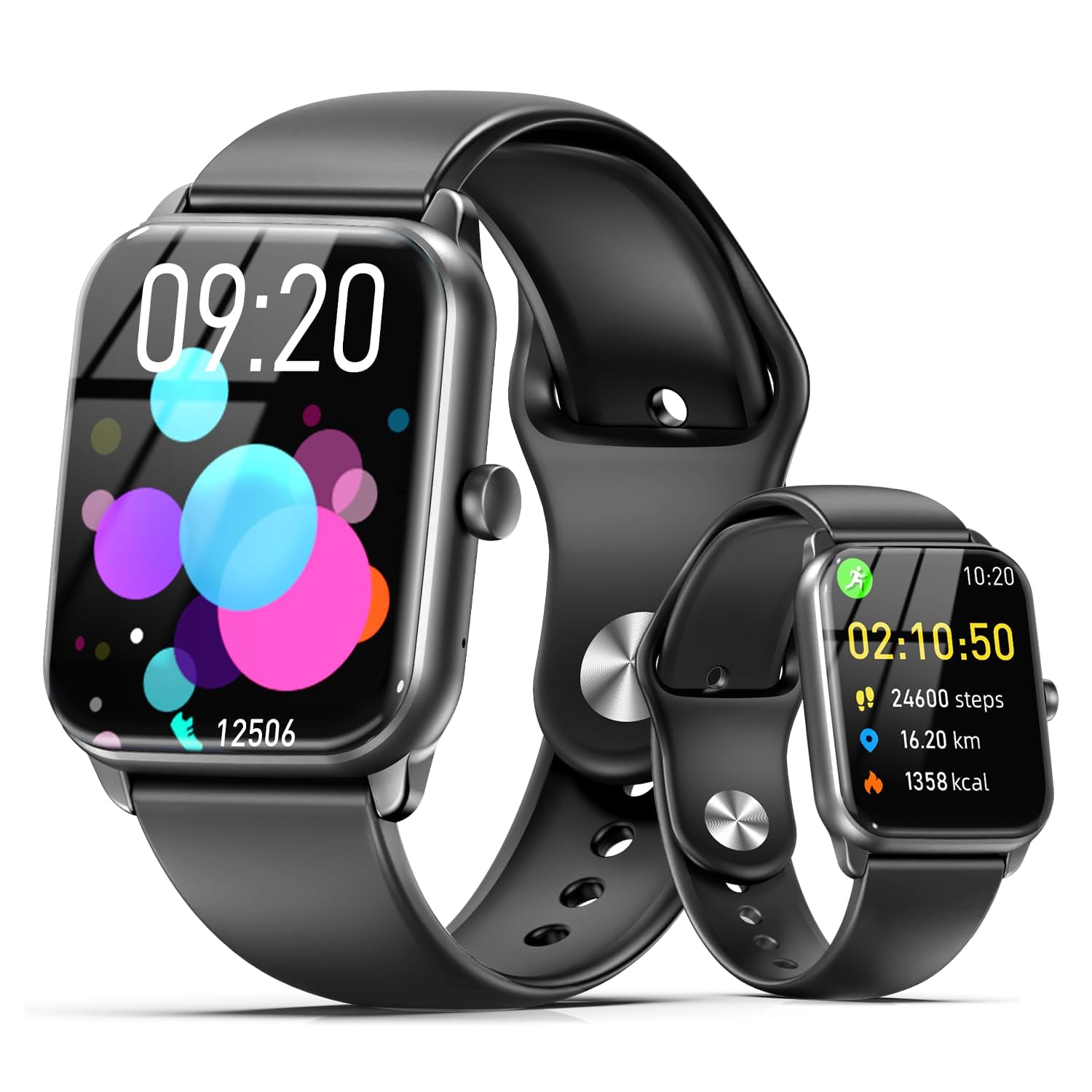 【在庫処分】スマートウォッチ Android対応&Iphone対応 Bluetooth5.4 通話機能 音楽再生 多種類データ測定 21種類の運動モード 着信通知 IP68防水 Smart Watch ランニングウォッチ SMS/Twitter/Line通知 男女兼用 プレゼント バンド幅22mm (ブラック)