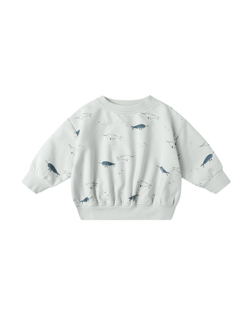Quincy Mae(クインシーメイ)/ 25aw RELAXED FLEECE SWEATSHIRT / NARWHALS / 12-18M,18-24M,2-3Y