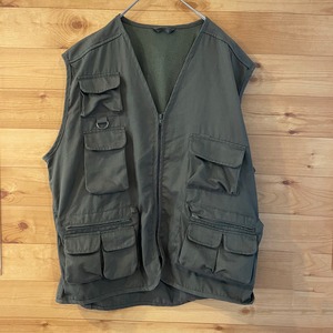 【fishing vest】 フィッシングベスト マルチポケット メンズXL ミリタリーベスト アメリカ古着