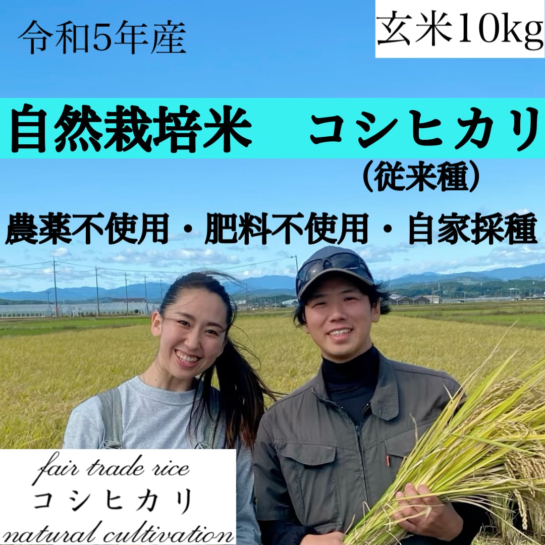 令和5年　新米　あぐり佐野-　自然栽培米　精米10kg　農薬不使用・肥料不使用　コシヒカリ