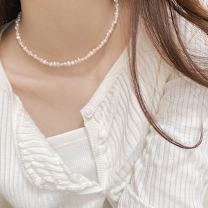 silver925 loop peaul necklace