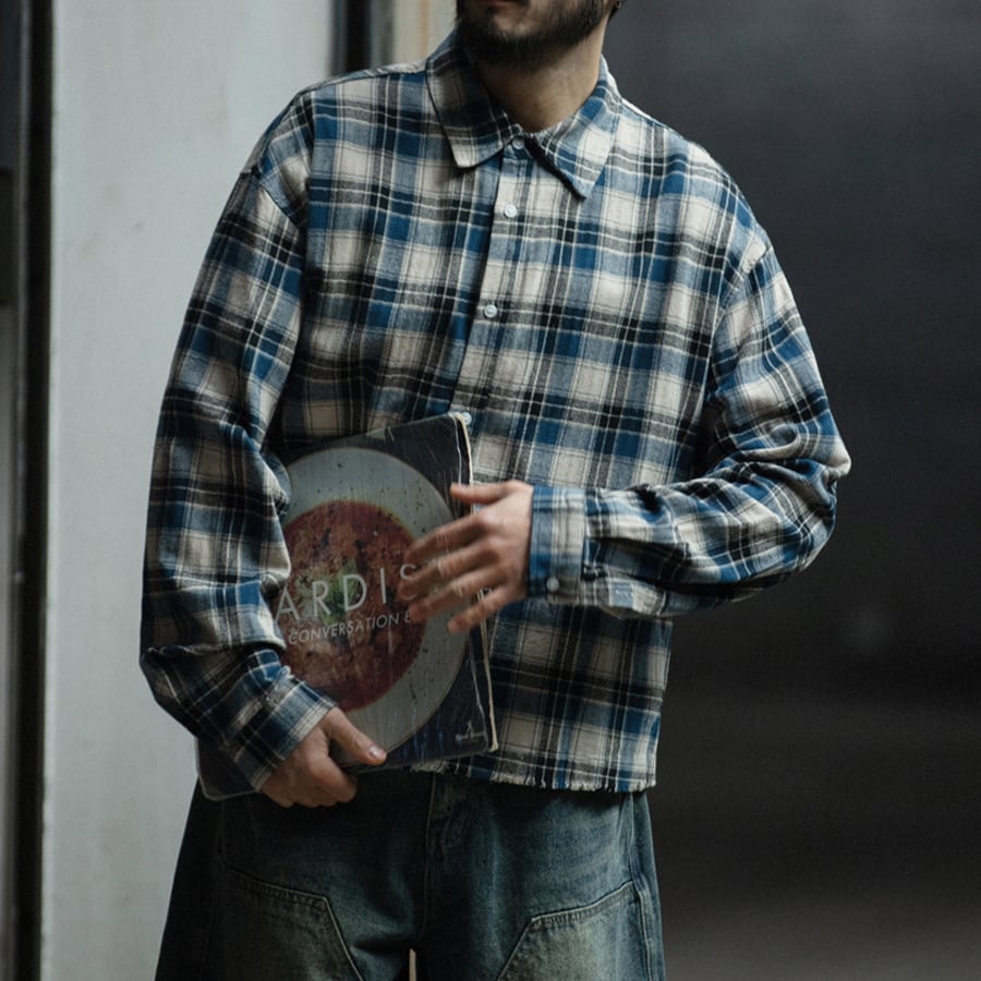 カットオフ ワイド ブルーネルシャツ a-0769 | PATH 