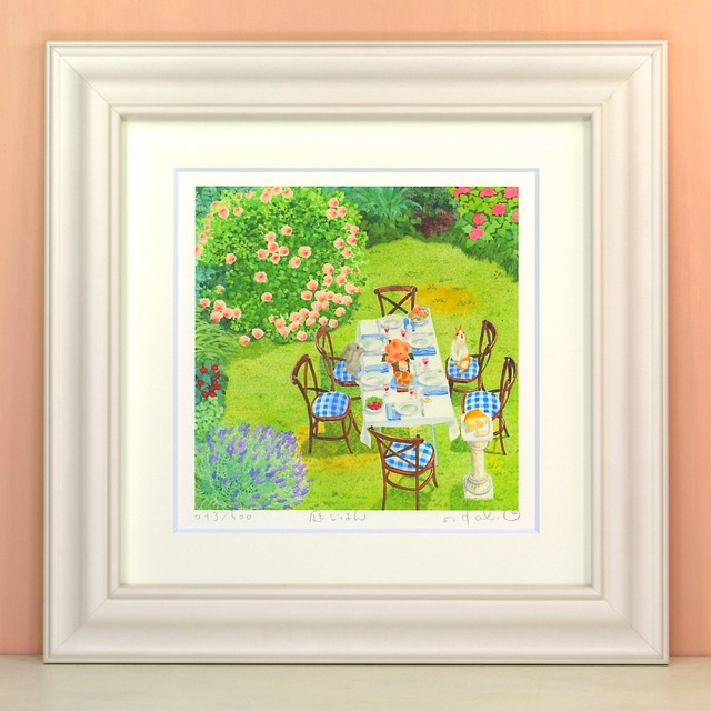 栗乃木ハルミ「庭ごはん」 cタイプ　　　　　　　　　　　　　　　　　　絵画・ 額入りアート