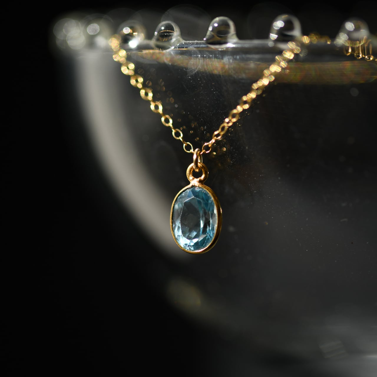 ブルートパーズの天然石ネックレス（Silver925／14kgf） [No.179