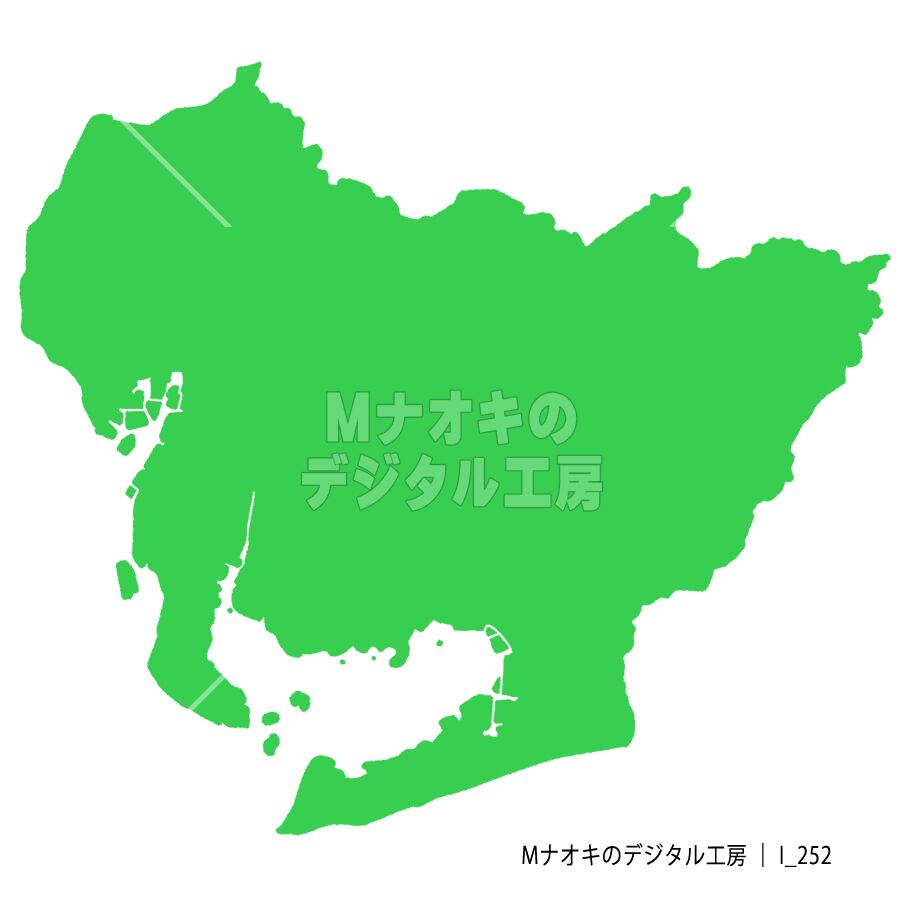 少しゆるい愛知県地図 フチなし 【I_252】 A slightly loose map of Aichi Prefecture without borders
