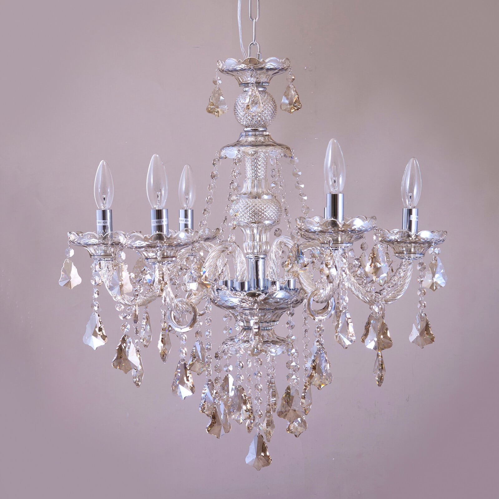 クリスタルシャンデリア LACIA 6灯 吊照明】クリスタル シャンデリア［LACIA］6灯 アンティーク