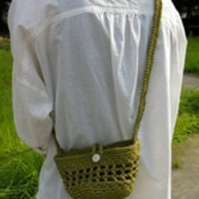 麻のかぎ針編みおでかけショルダーバッグ オレンジ Mariの森