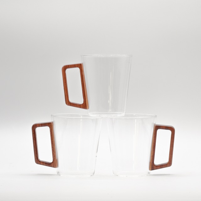 WOOD HANDLE GLASS 3SET
