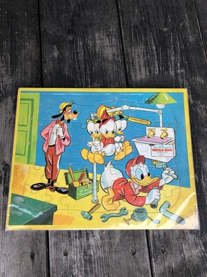 Vintage Disney INLAID PUZZLE ①''Donald Duck& Goofy'' Jaymar/ドナルドダック グーフィー パズル 60's ビンテージ