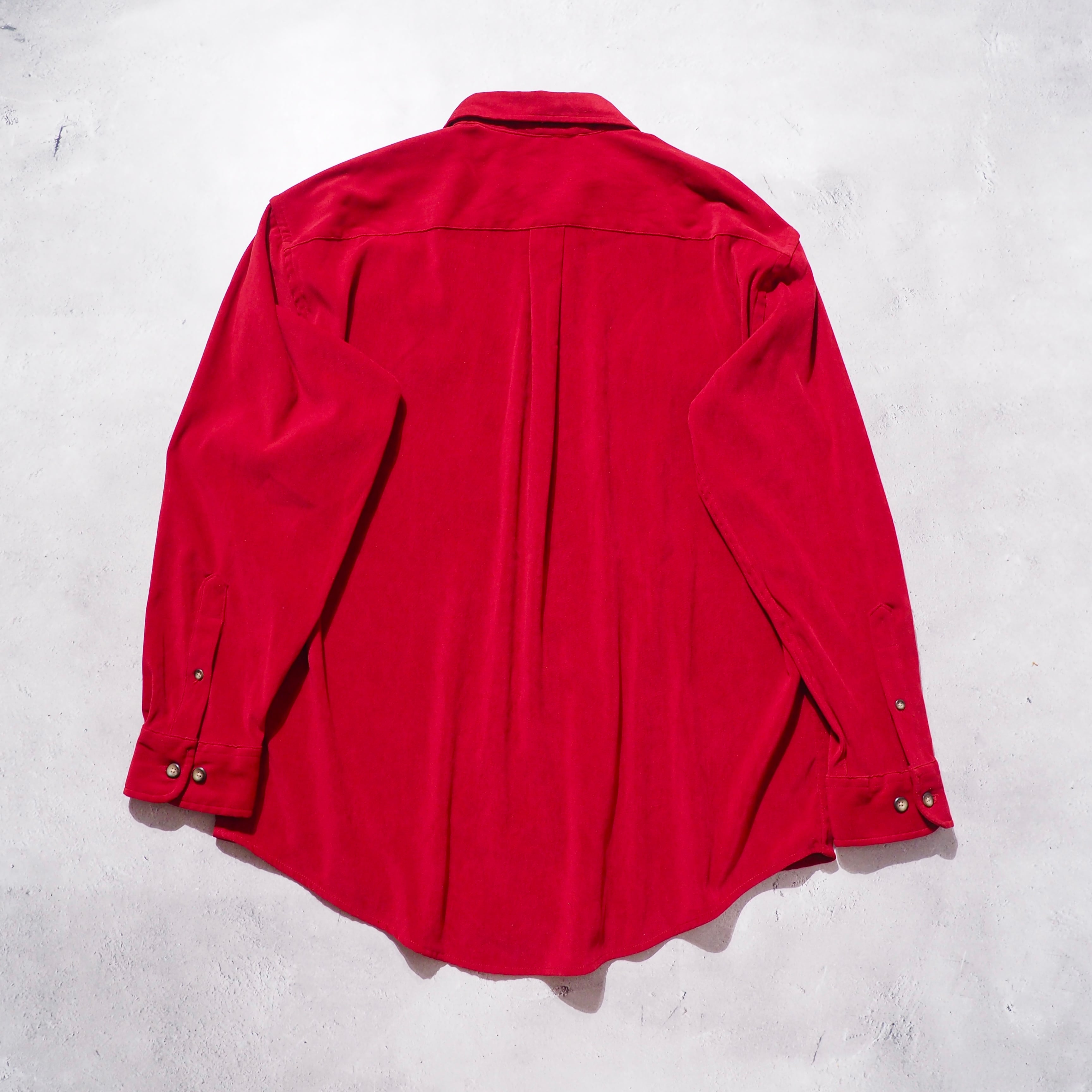 1990s " St. John's Bay " Beautiful Deep Red color vintage Over silhouette shirt