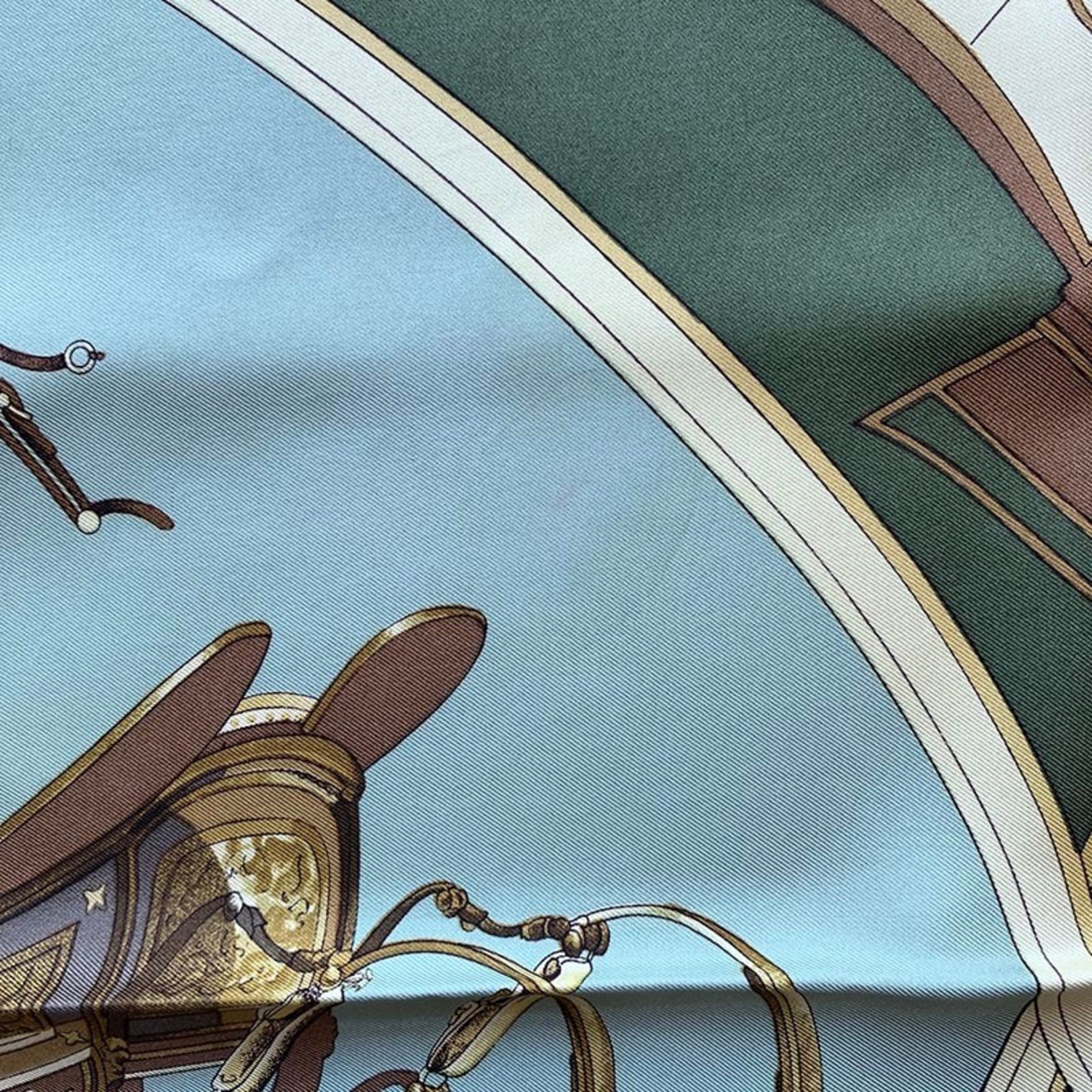 エルメススカーフ　カレ90　シルクスカーフ　グリーン　馬車　LUDUX　 12ACch63