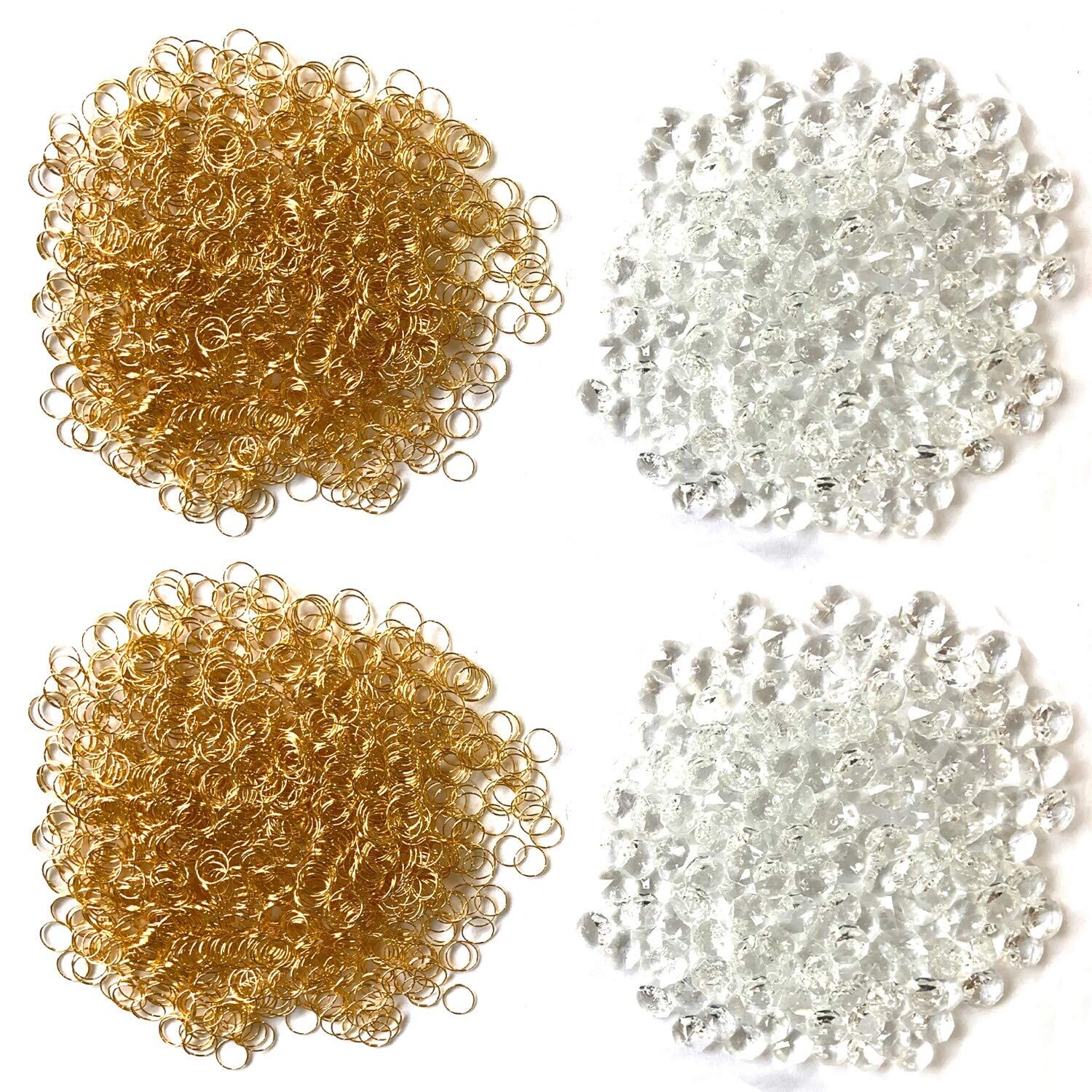 【数量限り】(エスネット) 二つ穴 クリスタル ビーズ シャンデリア 八角 14mm 手芸 ビジュー パーツ リング 付 のれん サンキャッチャー セット SN-256-CT ハンガー ポーチ イヤリング(クリア 1000個)