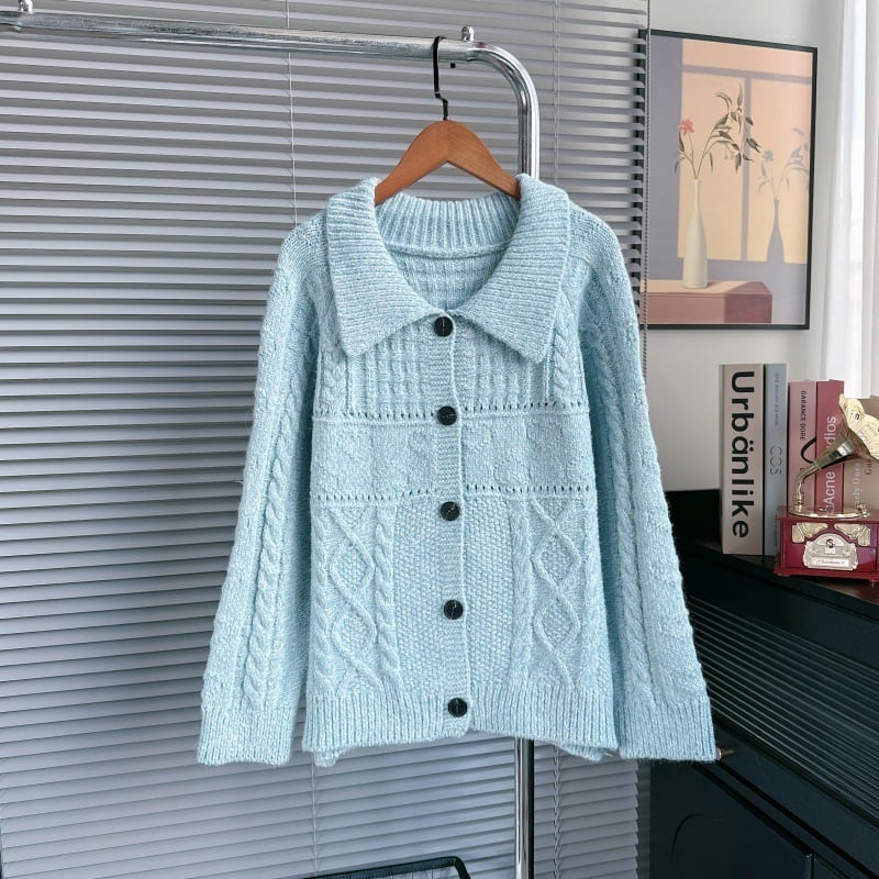 【outer】POLOネックニットカーデ M33232