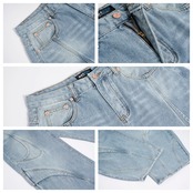 VINTAGE ストリート アーク切替 ワイドデニムパンツ P464