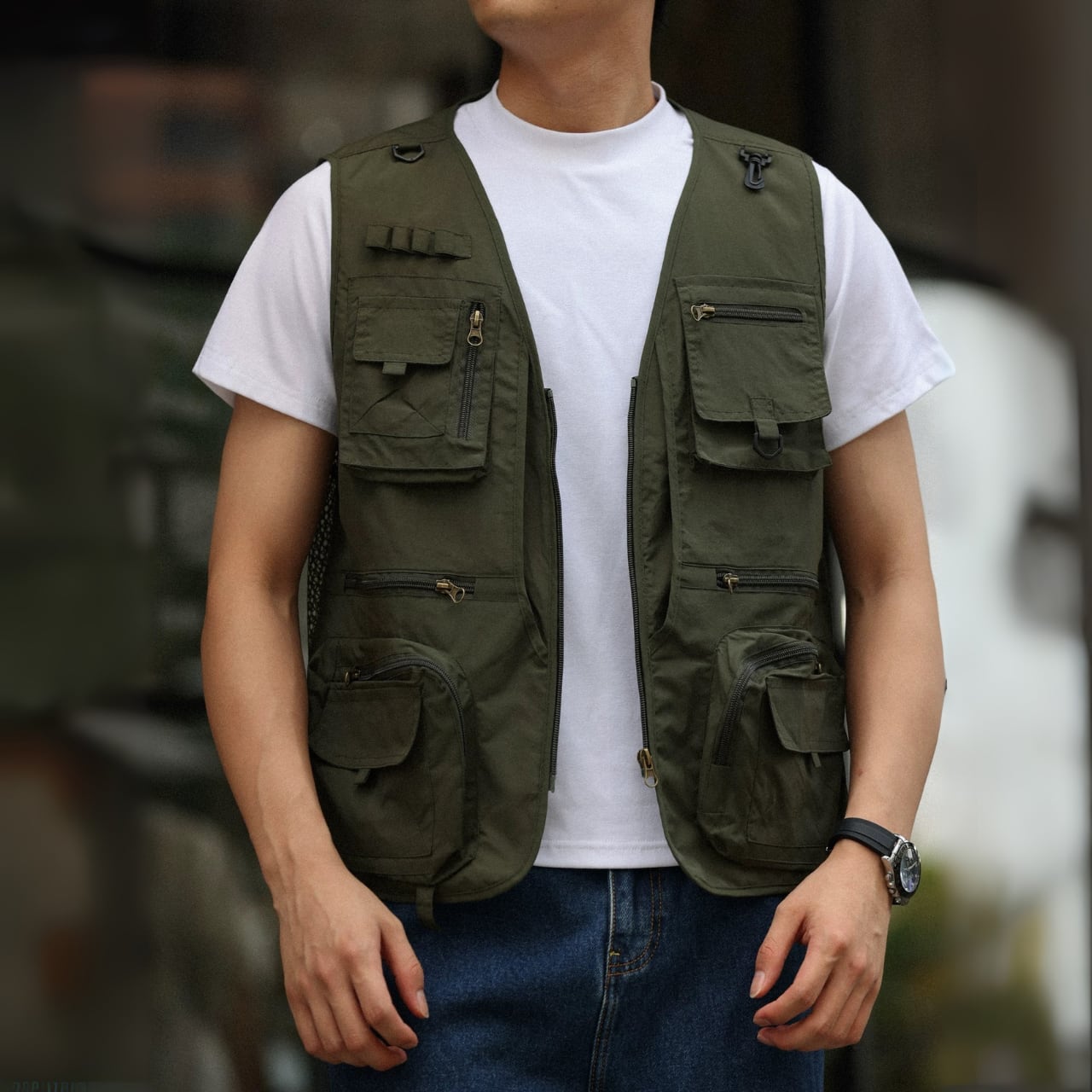 フロントジッパー マルチポケット ベスト 00530