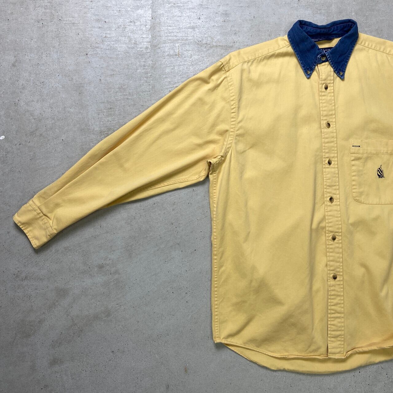 90年代 NAUTICA ノーティカ 長袖 ボタンダウンシャツ デニム襟 メンズL