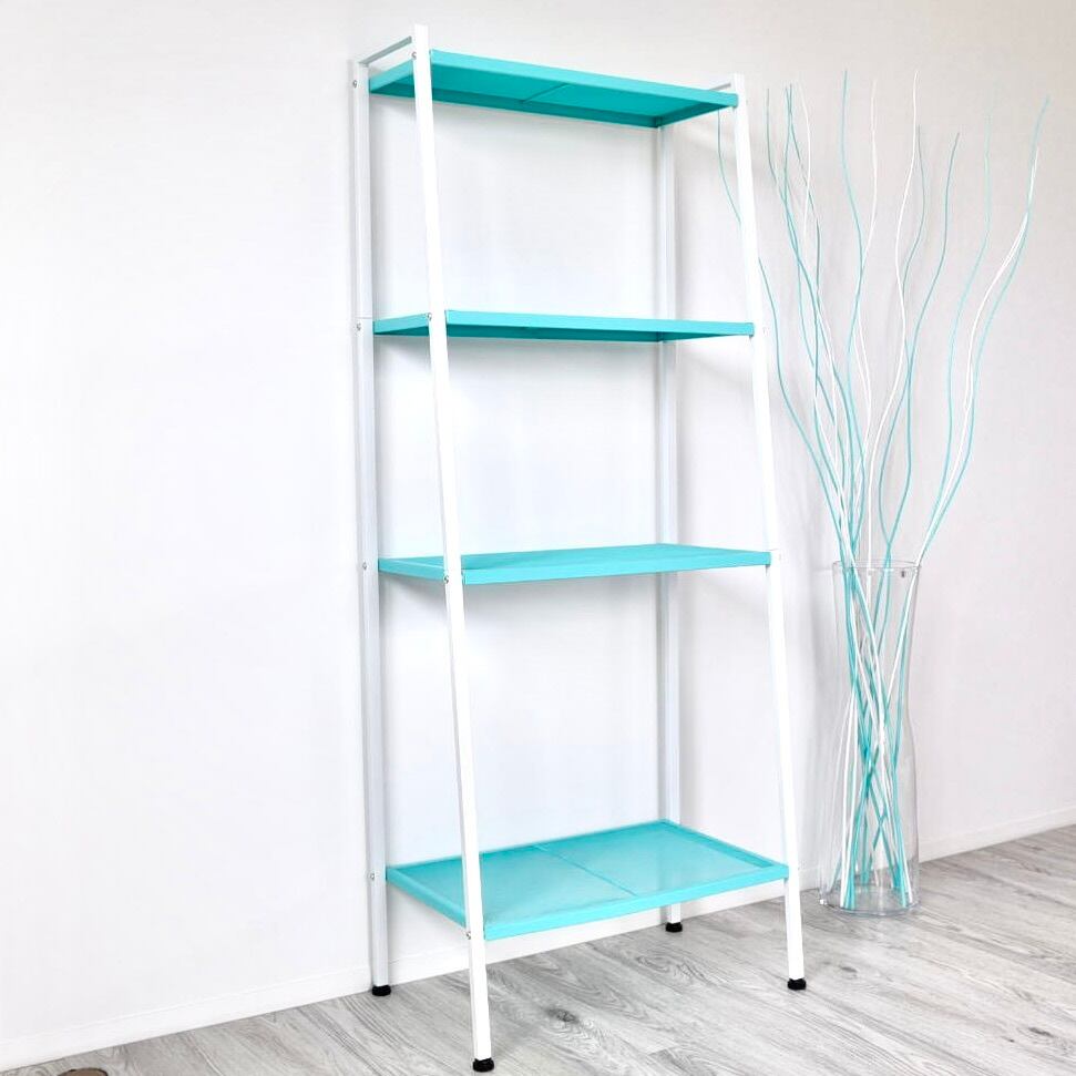 ブルー×ホワイト ディスプレイオープンラック シェルフ スチール棚