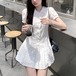 2色／パフスリーブプリーツシャツワンピ ・76544