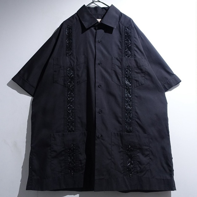90s Black Embroidery Design Cuba Shirt