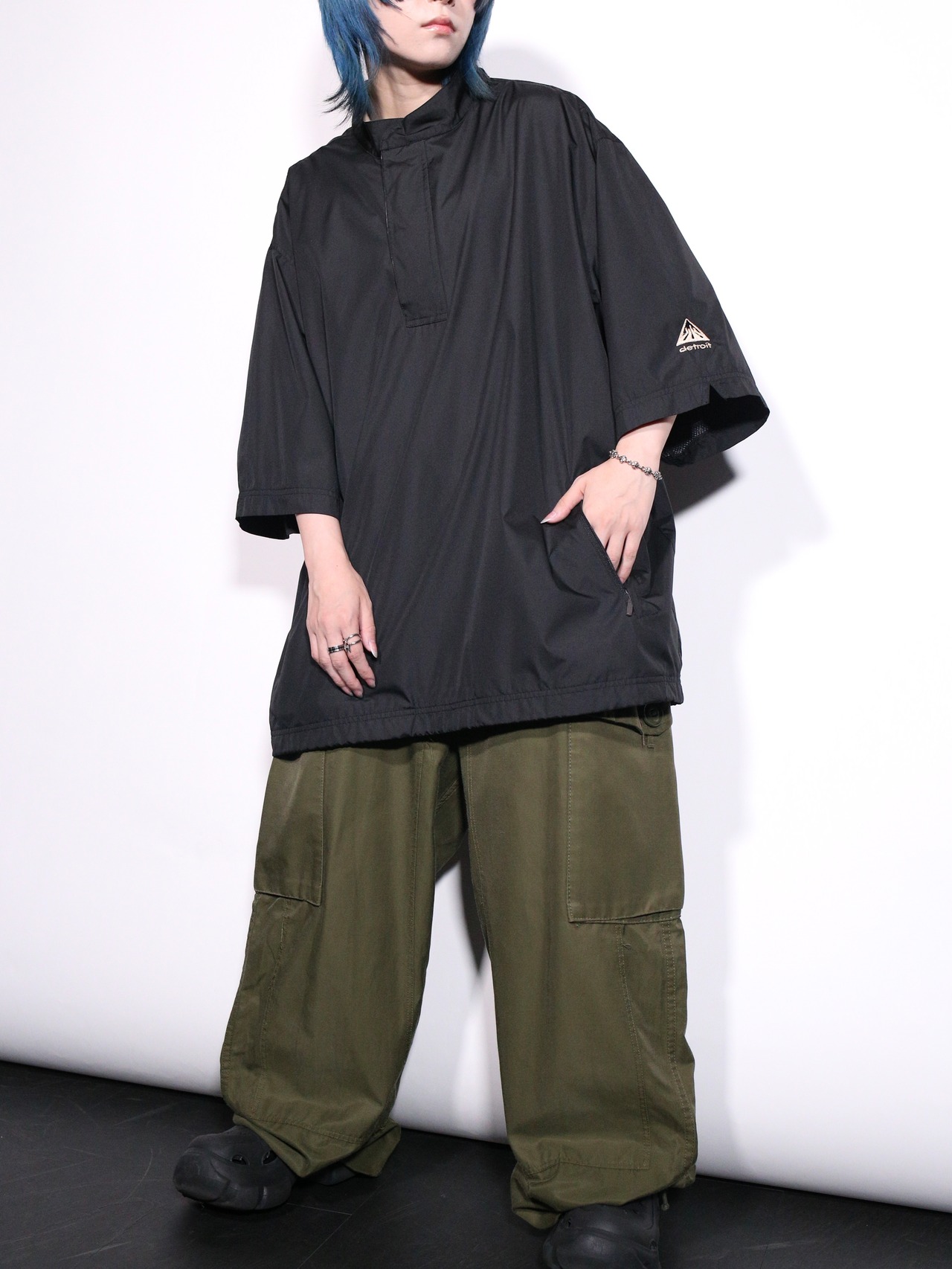 mock neck design half snap s/s pullover - 3