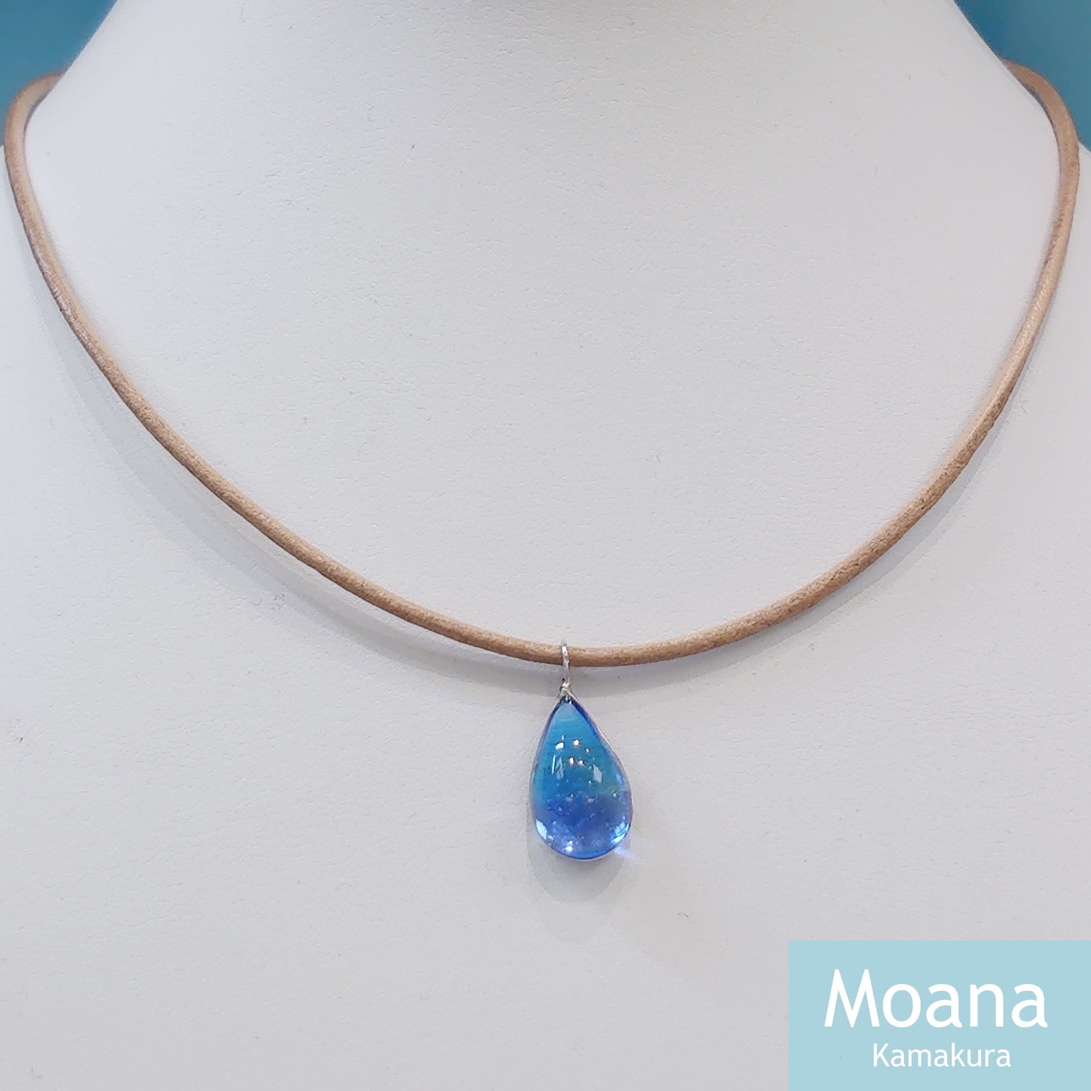ドロップチョーカー(Natural Brown ) Crystal Aqua Blue | 鎌倉・小町
