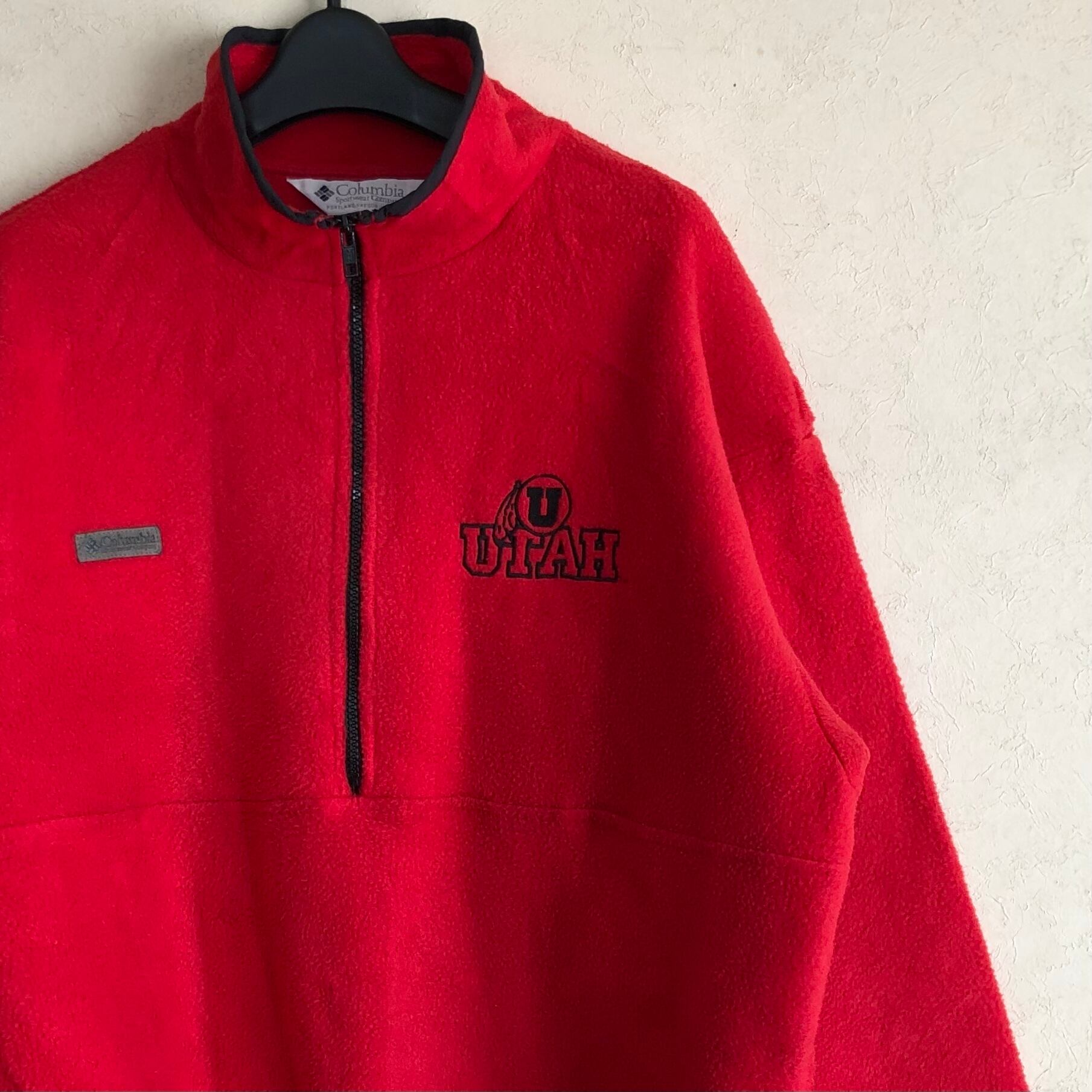 【Lサイズ】USA製 90's Columbia ユタ大学 ハーフジップ フリースジャケット USカレッジもの