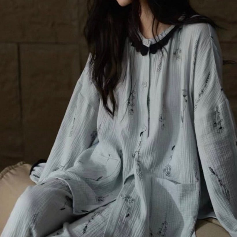 ラスト1点!Mサイズ限定現品限りsale! monotone flower pattern cardigan style pajamas p1523