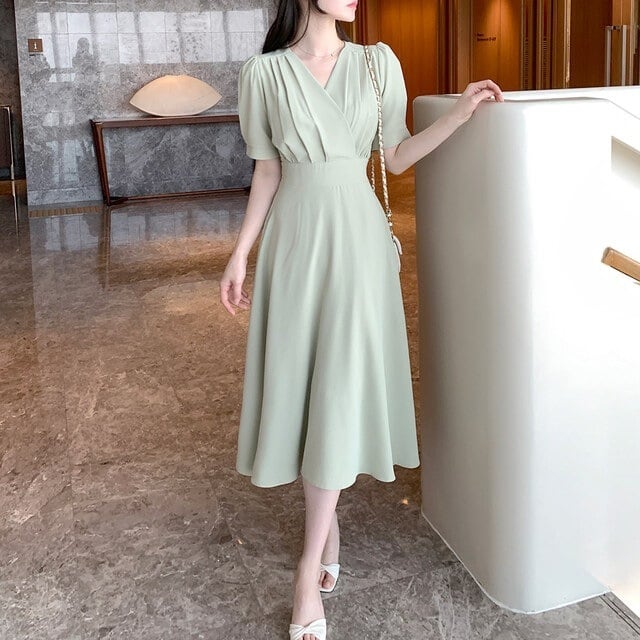 フレンチVネック 半袖ワンピース 6col Y 260082 | Raglana