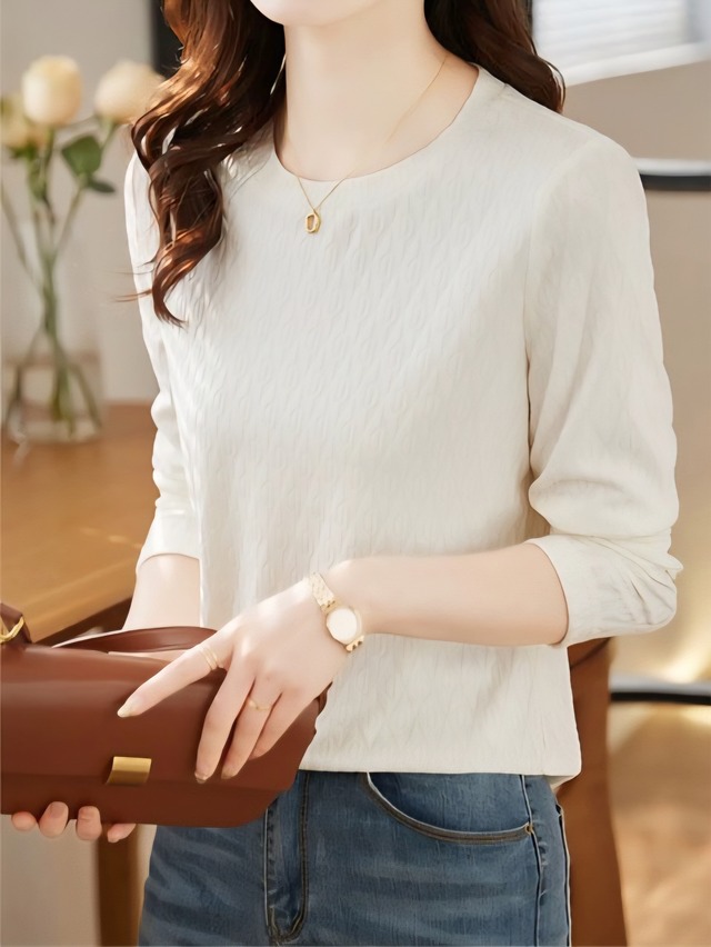 Textured long sleeve bottling shirt  L0580