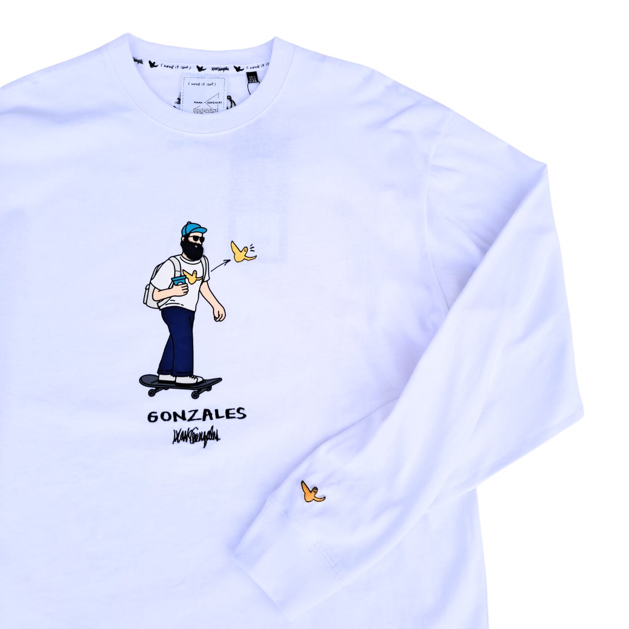 WHAT IT ISNT gonz skateboarder ロングTシャツ (white)