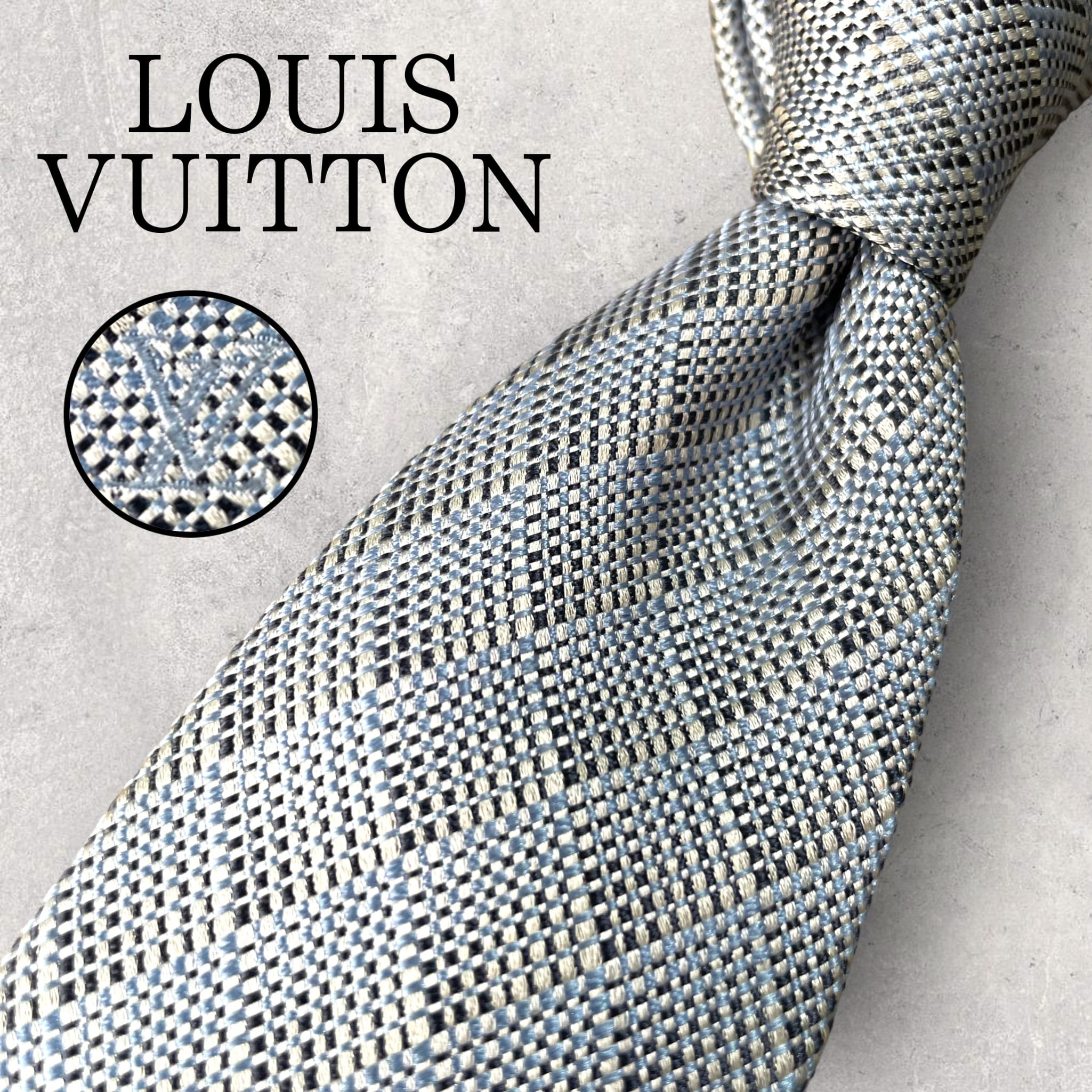 美品 LOUIS VUITTON ルイヴィトン 格子柄 ネクタイ 水色 ブルー | 古着 ...