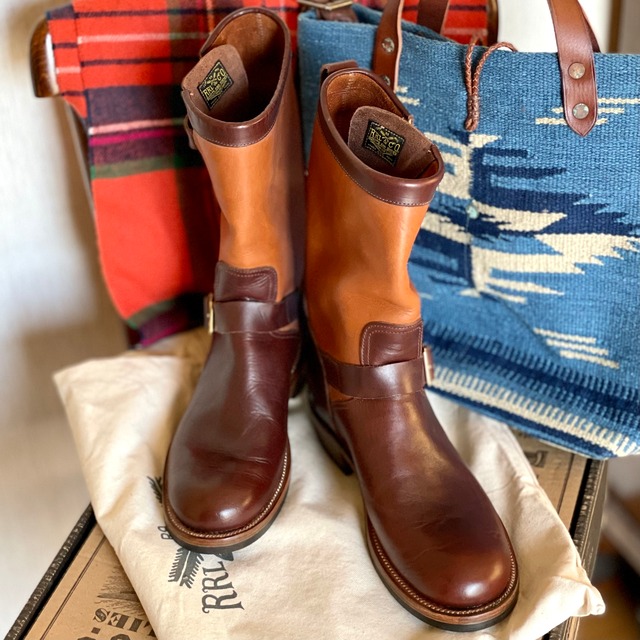 NOS(新古品) アメリカ製 RRL エンジニアブーツ マードック 9-D タン/ダークブラウン