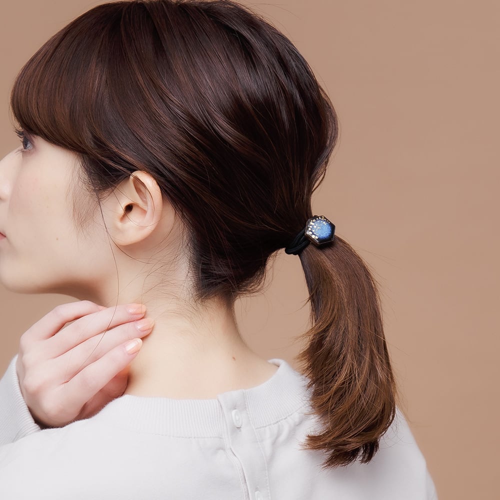 美濃焼陶器 星屑 ヘアゴム｜藍 | MIKELO（ミケロ）｜陶器アクセサリー