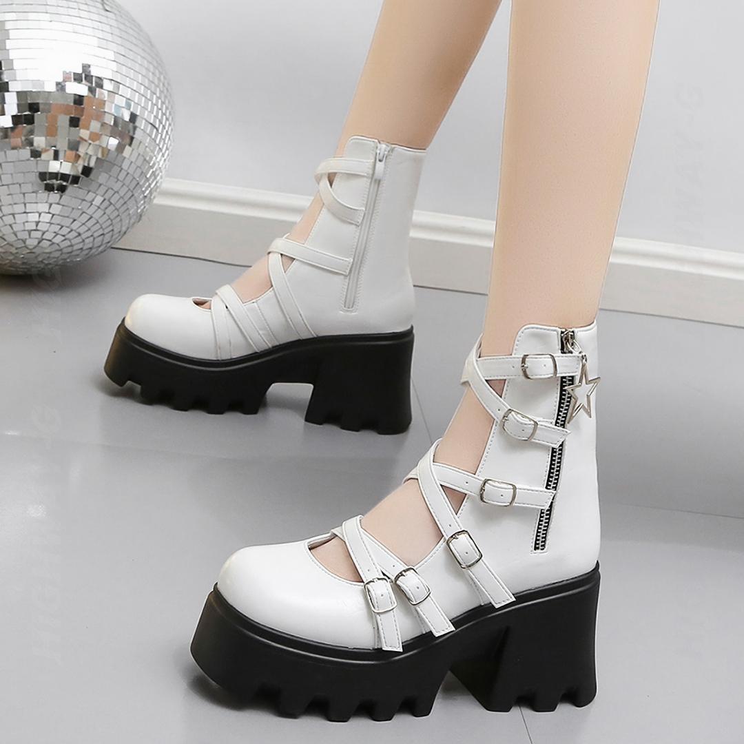 厚底ストラップ星チャームブーツ（全2色） / HWG1240 | HiGHWAY-G