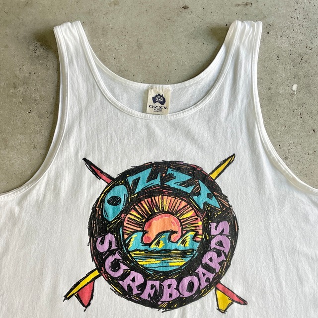 80〜90年代 USA製 OZZY SURFBOOARDS オールドサーフ プリント タンク 