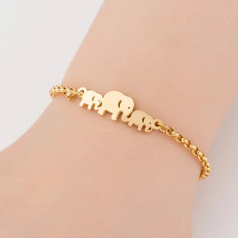 金アレ対応 three elephant bracelet (0199)