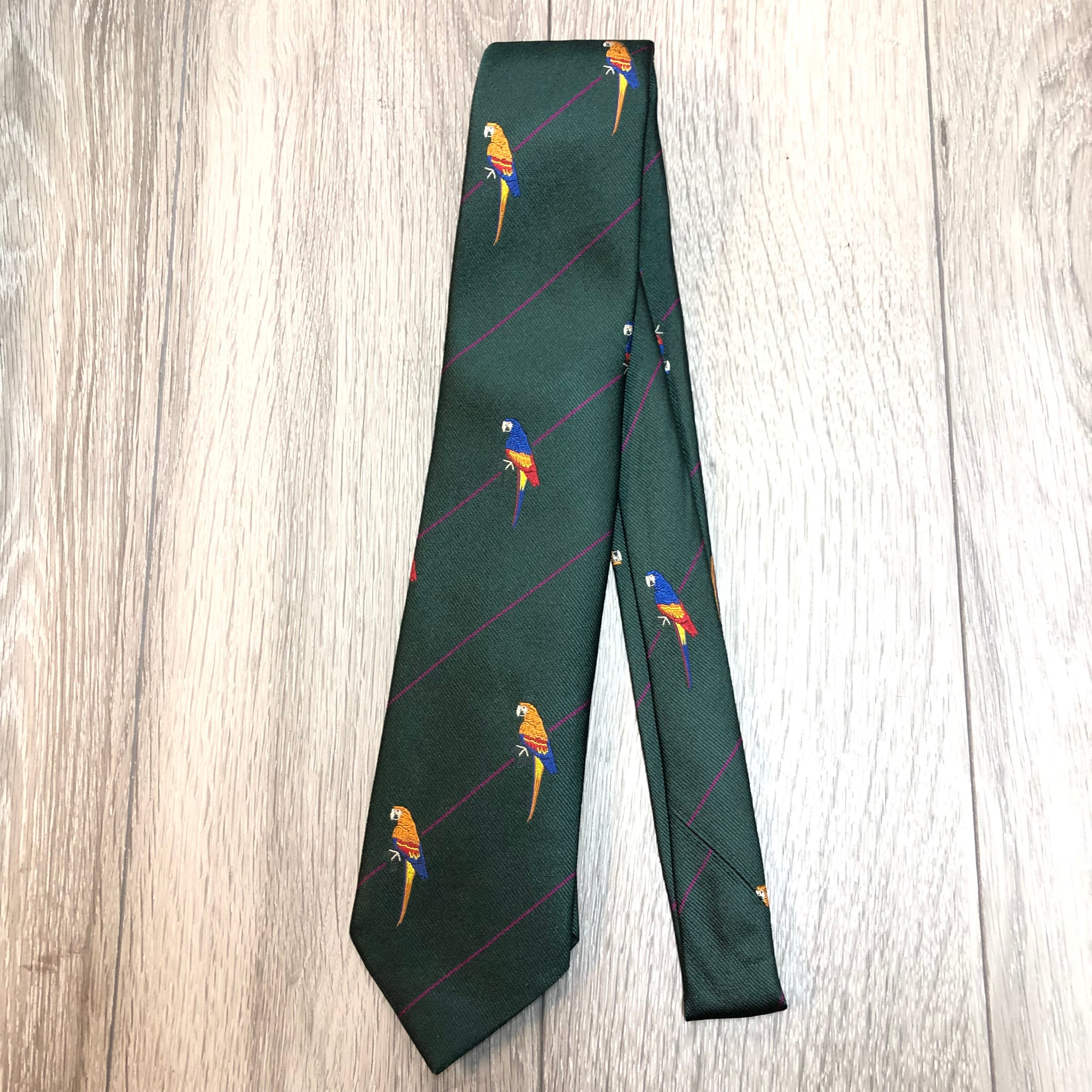 Drake's ネクタイ 花と鳥のパターン DRAKE'S Jacquard SILK TIE《Parrot》 | safarionline