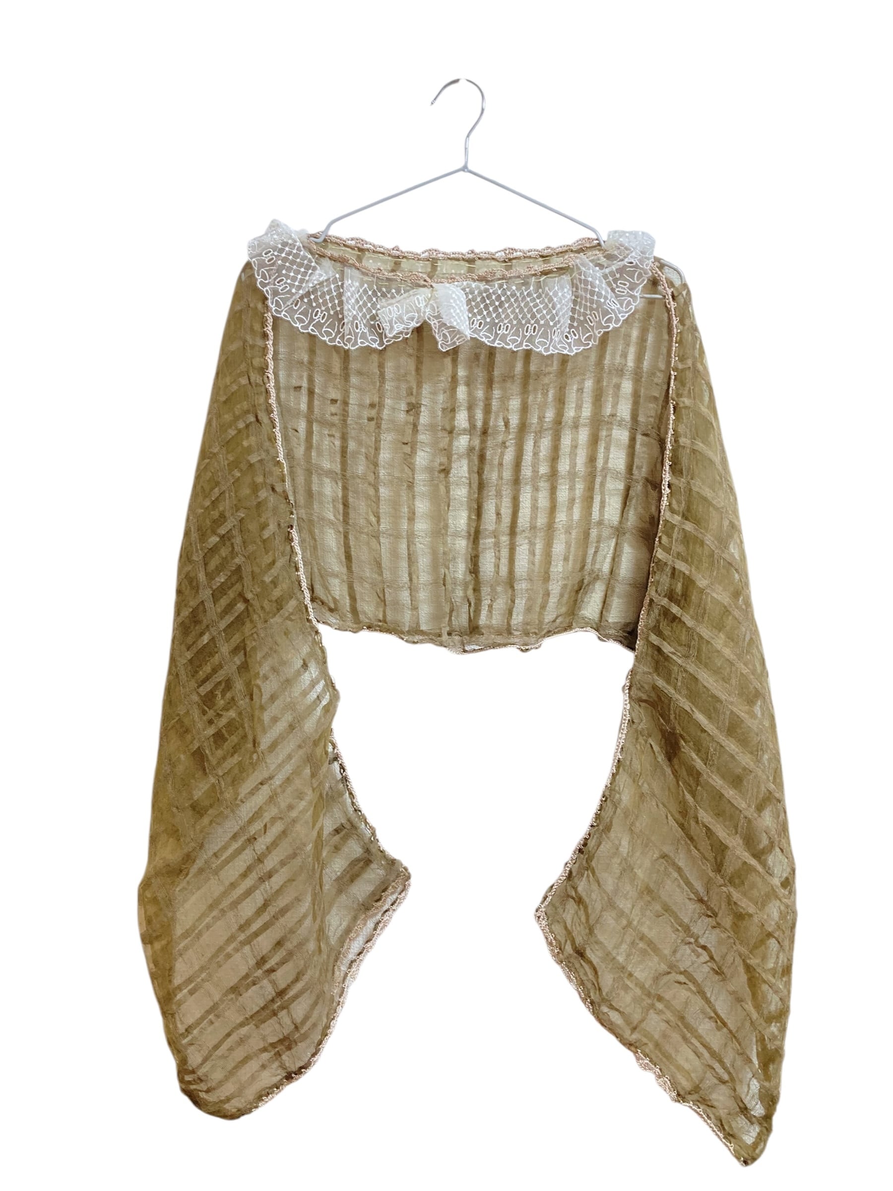 【11/16(日)19:00-11/19(水)12:00限定❣️】i-mai-mainな世界 / 透け感がかわいい草木染めのポンチョ(ほうじ茶ラテ)