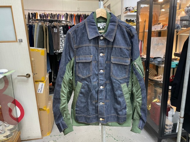 sacai × APC MA-1 REBUILD DENIM JACKET SMALL 138384