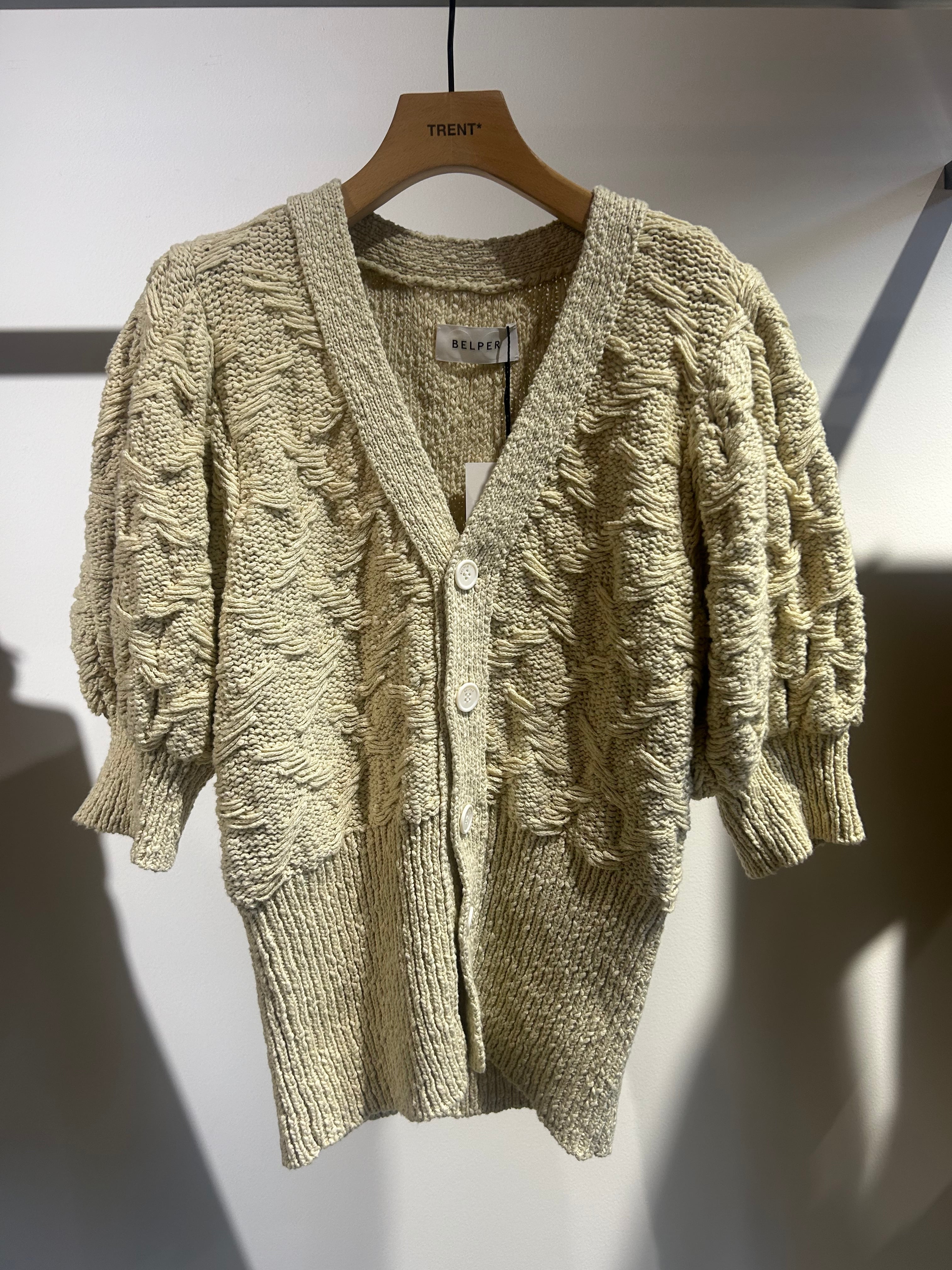 BELPER / ベルパー | LINKING KNIT JACKET ケーブルニット カーディガン | F | ベージュ | レディース BELPER / ベルパー | LINKING KNIT JACKET ケーブルニット