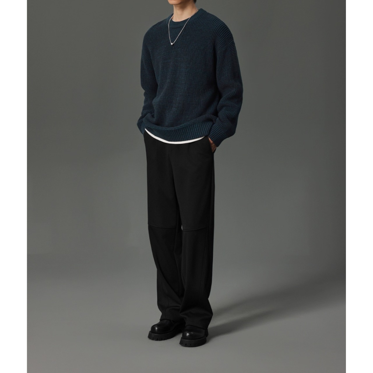 クルーネック リブ編みニット af0020