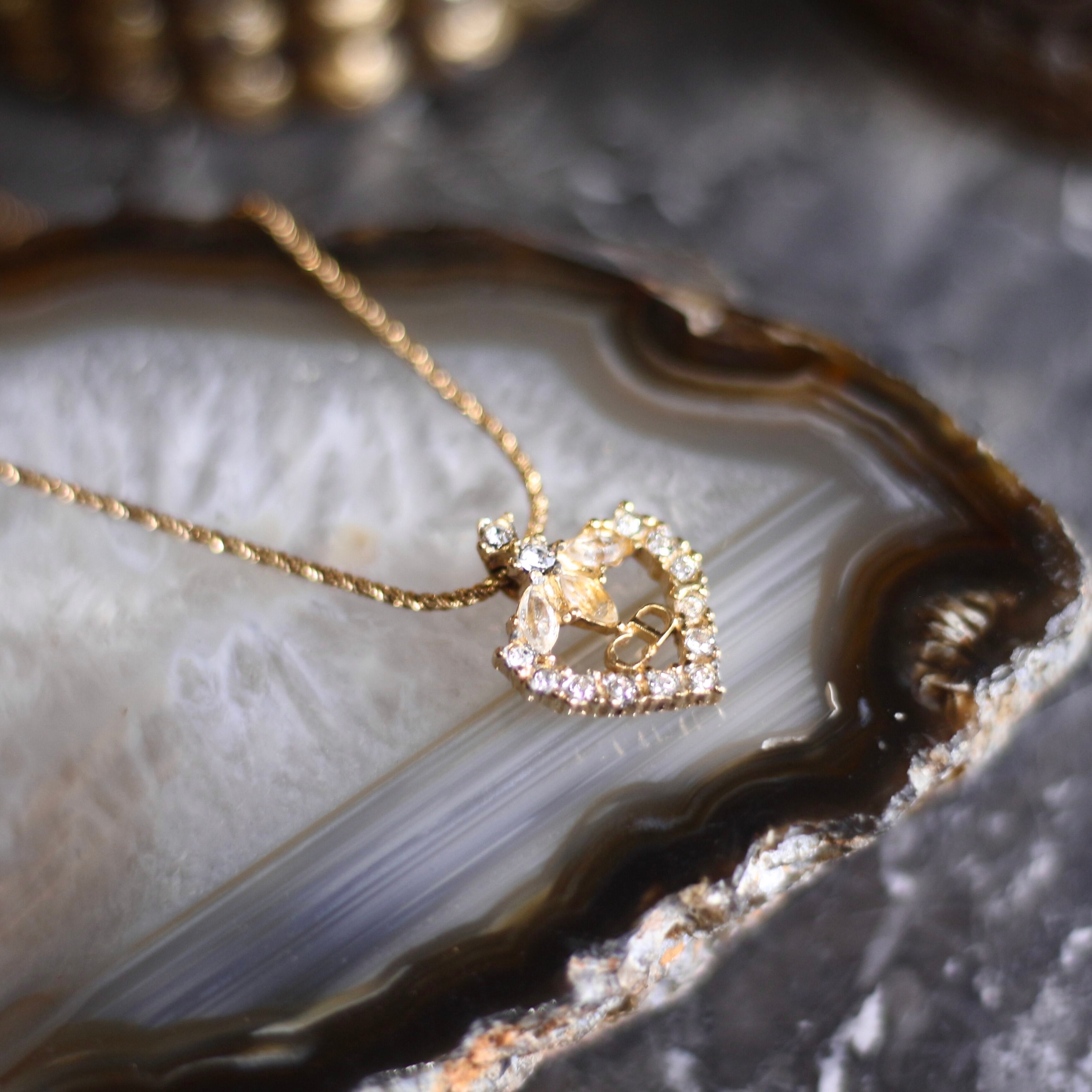 Christian Dior CLEAR STONE HEART DESIGN NECKLACE/クリスチャン