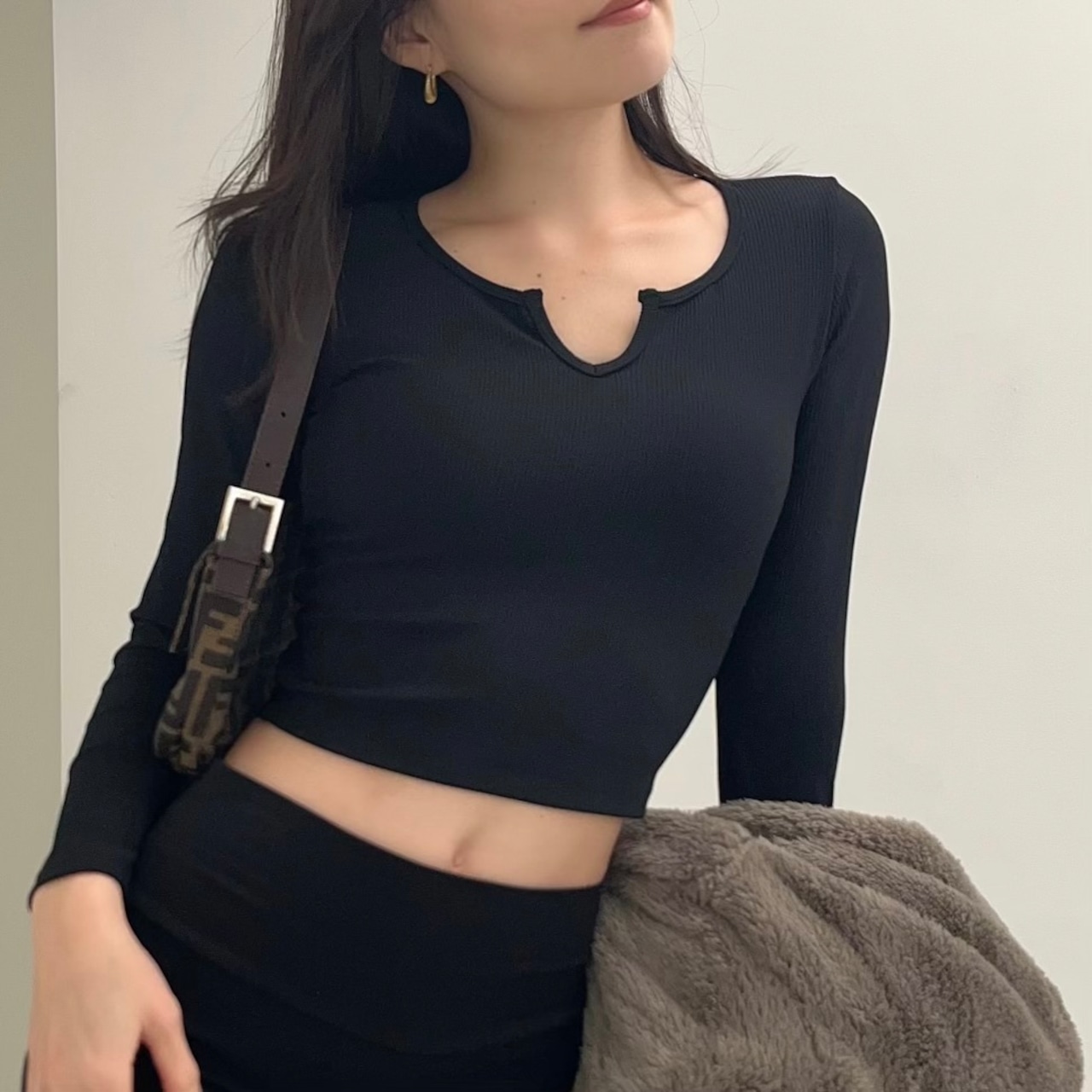 Cutting rib long sleeve 【3 colors】