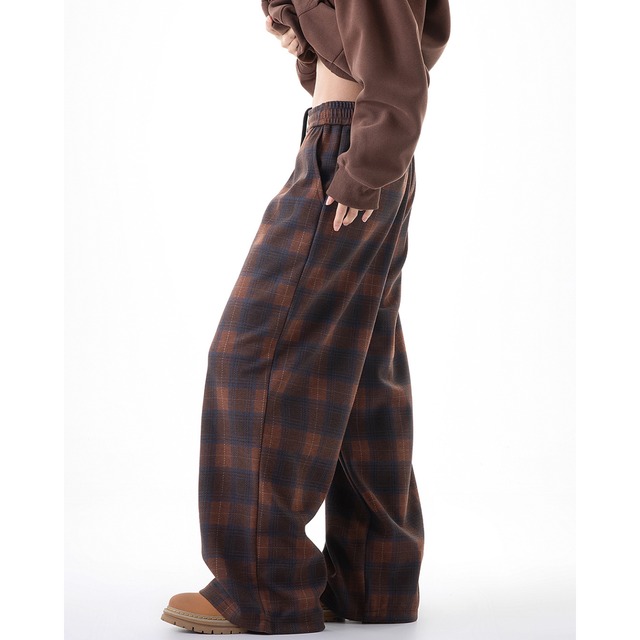 retro check pattern loose pants　レトロチェック柄ルーズパンツ　J0614
